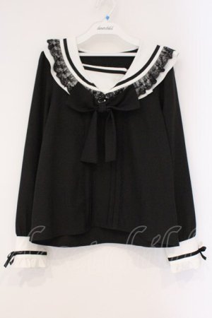 画像: DearMyLove / レースフリルリボンセーラーブラウス M クロ×シロ O-26-03-31-010-EL-BL-IG-OS