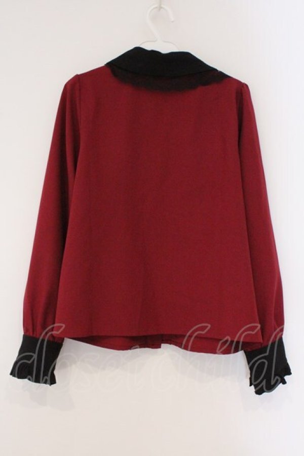 画像3: DearMyLove / クロス刺繍襟ブラウス M ワイン×クロ O-26-03-31-011-EL-BL-IG-OS (3)