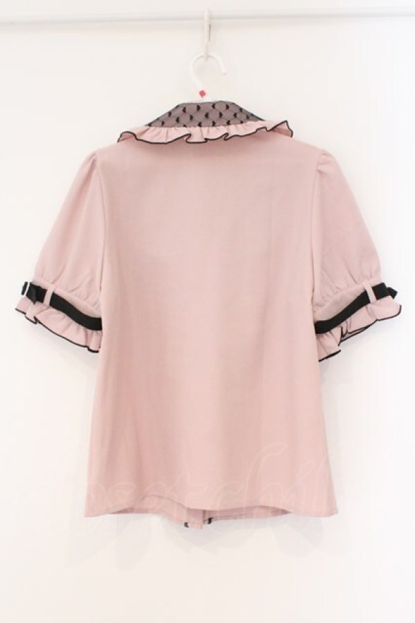 画像4: DearMyLove / ハートドットチュール重ねバックルブラウス M ピンク×クロ O-26-03-31-013-EL-BL-IG-OS (4)