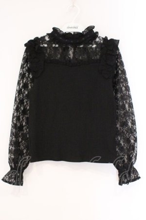 画像: Secret Honey / レース切り替えテレコカットソー 0 クロ O-26-03-31-015-CA-TO-IG-OS