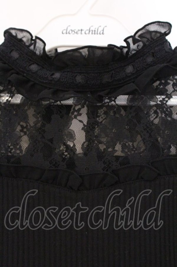 画像2: Secret Honey / レース切り替えテレコカットソー 0 クロ O-26-03-31-015-CA-TO-IG-OS (2)