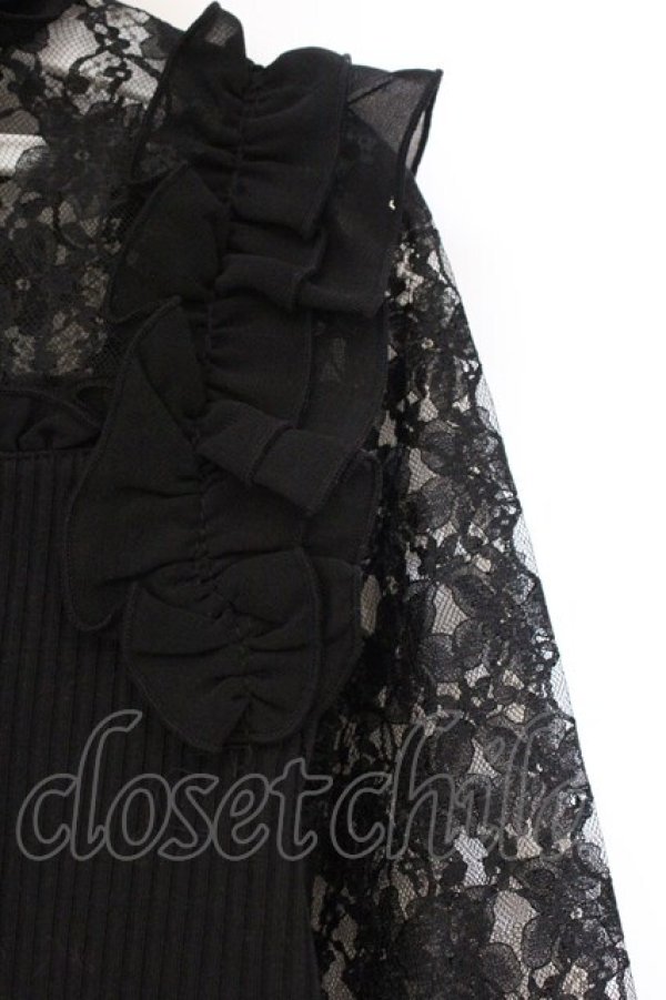 画像3: Secret Honey / レース切り替えテレコカットソー 0 クロ O-26-03-31-015-CA-TO-IG-OS (3)