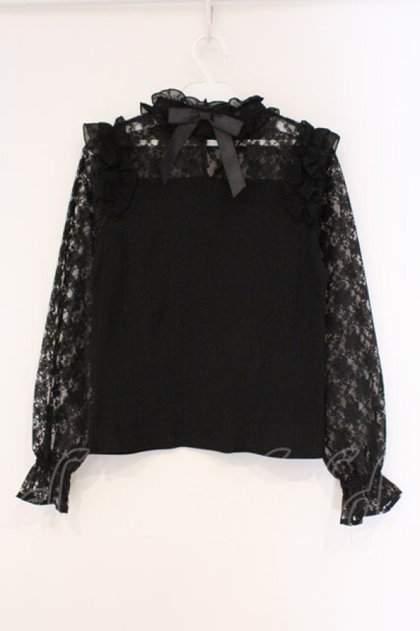 画像4: Secret Honey / レース切り替えテレコカットソー 0 クロ O-26-03-31-015-CA-TO-IG-OS (4)