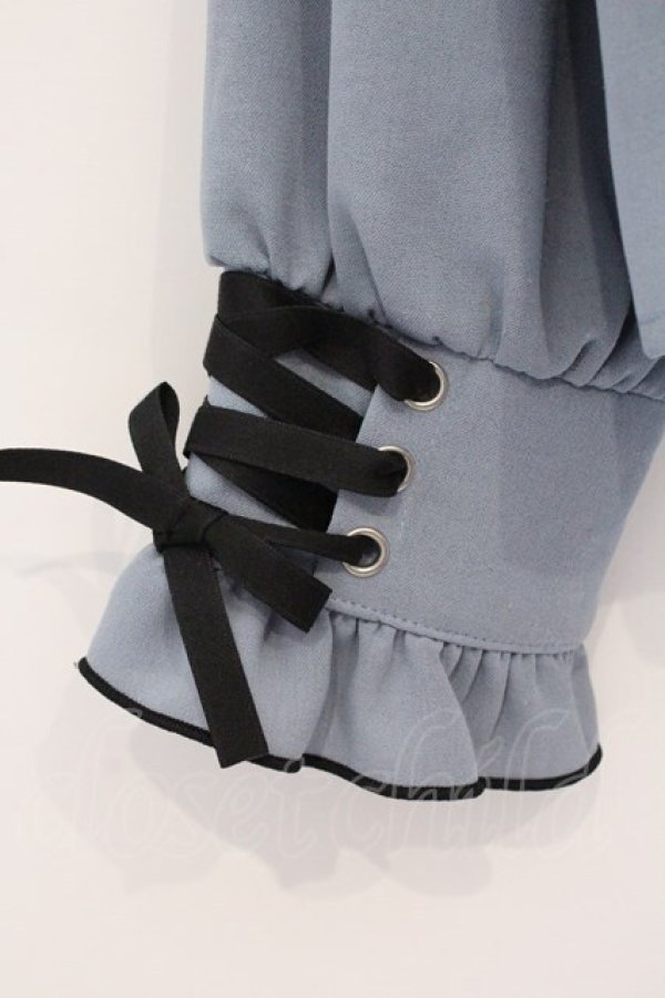 画像3: DearMyLove / ハトメレースアップヨークフリルリボンブラウス M ブルー O-26-03-31-017-EL-BL-IG-OS (3)