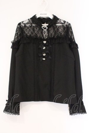 画像: DearMyLove / ハートビジューリボンオフショル風レースブラウス M クロ O-26-03-31-018-EL-BL-IG-OS