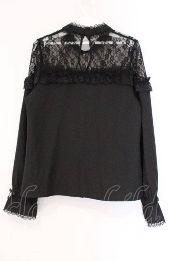 画像4: DearMyLove / ハートビジューリボンオフショル風レースブラウス M クロ O-26-03-31-018-EL-BL-IG-OS (4)