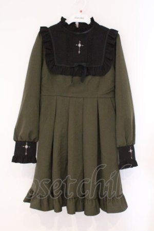 画像: DearMyLove / クロス刺繍シスターワンピース M カーキグリーン O-26-03-31-021-EL-OP-IG-OS