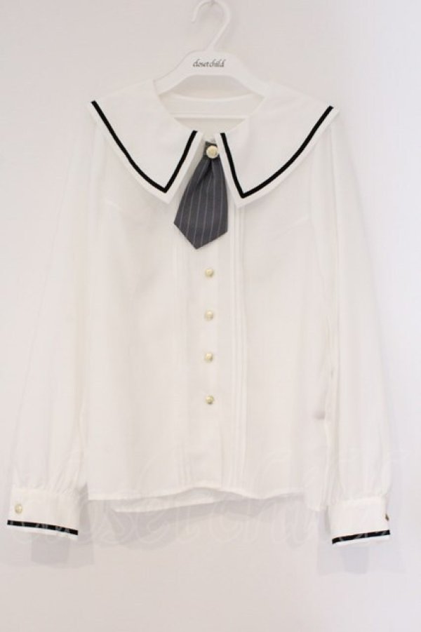 画像1: Amavel / 2025年福袋 ブラウス  シロ×グレー O-26-03-31-023-CA-BL-IG-OS (1)