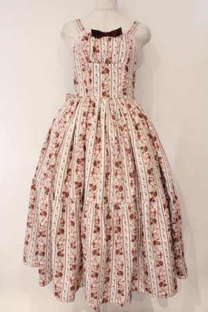 画像: axes femme kawaii / ストライプローズ柄ジャンスカ M ピンク O-26-03-31-025-AX-OP-OW-OS