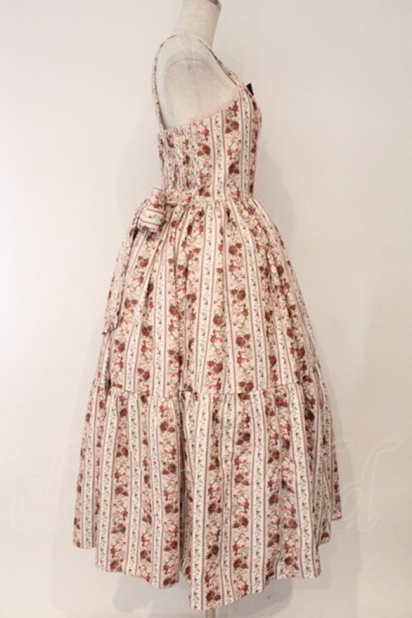 画像3: axes femme kawaii / ストライプローズ柄ジャンスカ M ピンク O-26-03-31-025-AX-OP-OW-OS (3)