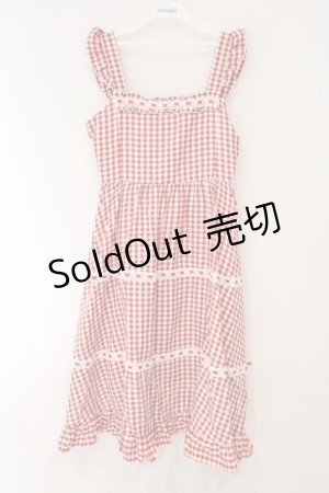 画像: Cherirulu Chocola / ギンガムチェックジャンパースカート M アカ O-26-03-31-026-GO-OP-OW-OS