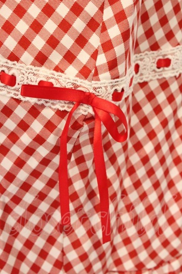 画像2: Cherirulu Chocola / ギンガムチェックジャンパースカート M アカ O-26-03-31-026-GO-OP-OW-OS (2)