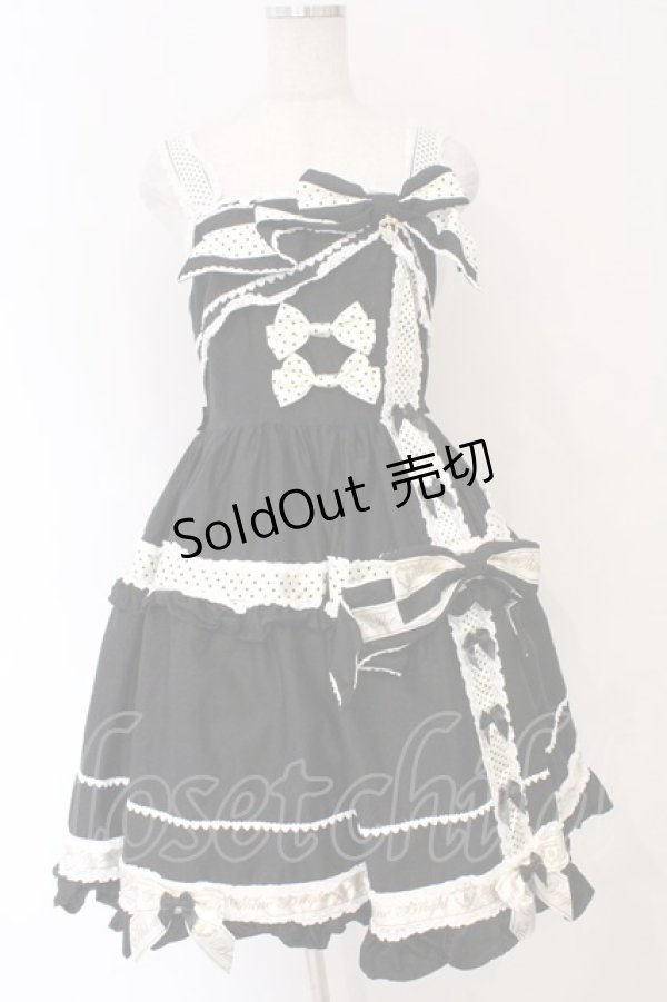 画像1: BABY,THE STARS SHINE BRIGHT / ねこくみゃちゃんからのPresent Ribbonジャンパースカート  クロ O-26-04-01-037-BA-OP-IG-OS (1)