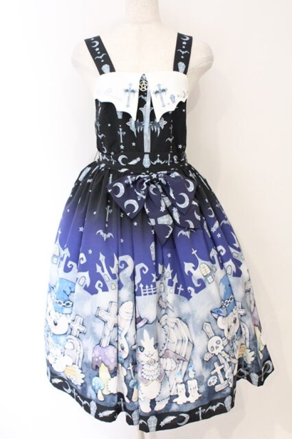 画像1: Royal Princess Alice / Halloween Night　少女主義的水彩画家たまコラボ ジャンパースカート  ブルー×パープル×ブラック O-26-04-01-040-LO-OP-IG-OS (1)