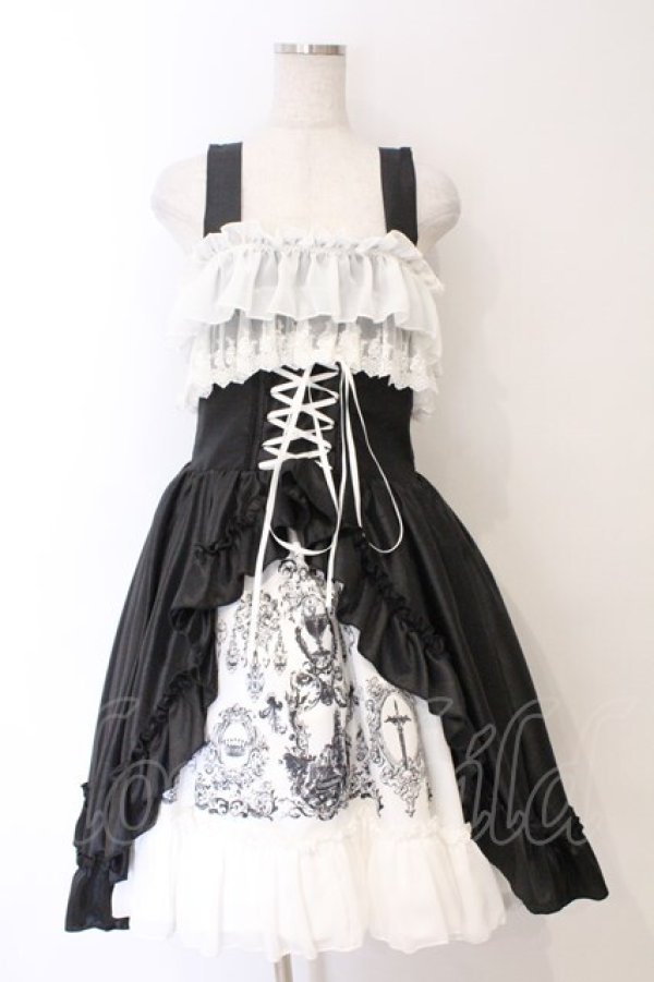 画像1: ATELIER PIERROT / Secret Chamber Corset 　ジャンパースカート 1 ブラック×ホワイト O-26-04-01-041-EL-OP-IG-OS (1)