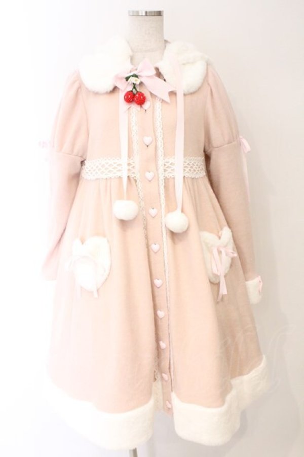 画像1: BABY,THE STARS SHINE BRIGHT / ゆらゆらいちごのうさみみコートワンピース  ピンク O-26-04-01-043-BA-CO-IG-OS (1)