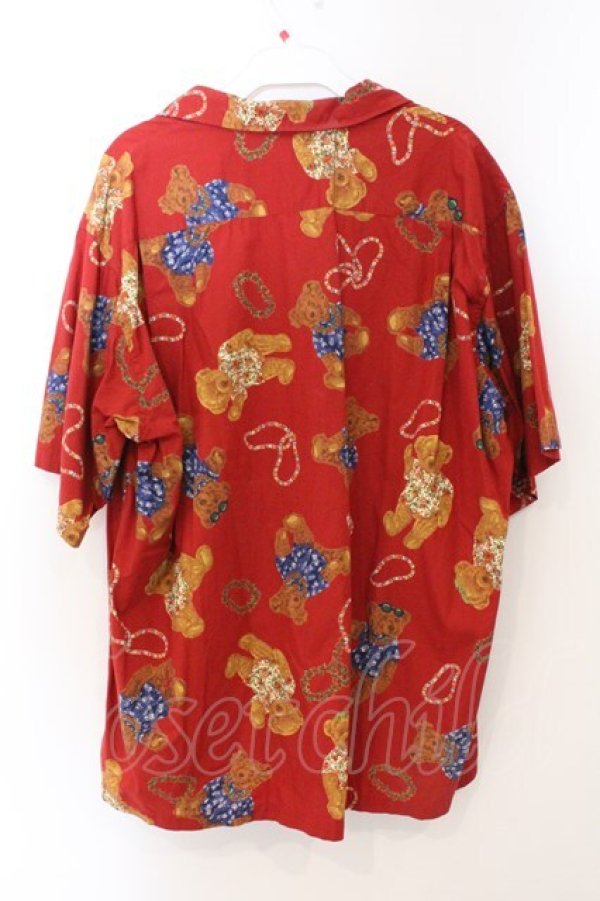 画像3: Karl Helmut / ハイビスカスクマ柄アロハシャツ  アカ O-26-04-01-051-EL-BL-OW-OS (3)