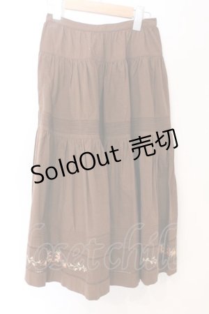 画像: PINK HOUSE / スウェーデン刺繍使いスカート  ブラウン O-26-04-01-054-LO-SK-OW-OS