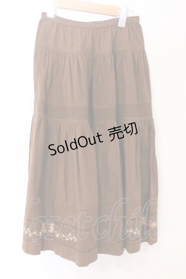 画像1: PINK HOUSE / スウェーデン刺繍使いスカート  ブラウン O-26-04-01-054-LO-SK-OW-OS (1)