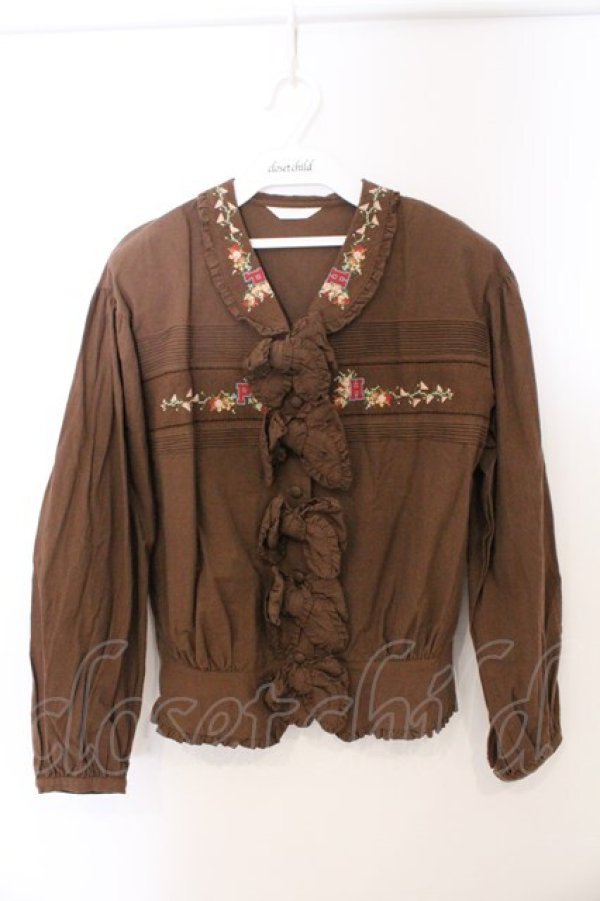 画像1: PINK HOUSE / スウェーデン刺繍使いブラウス  ブラウン O-26-04-01-056-LO-BL-OW-OS (1)