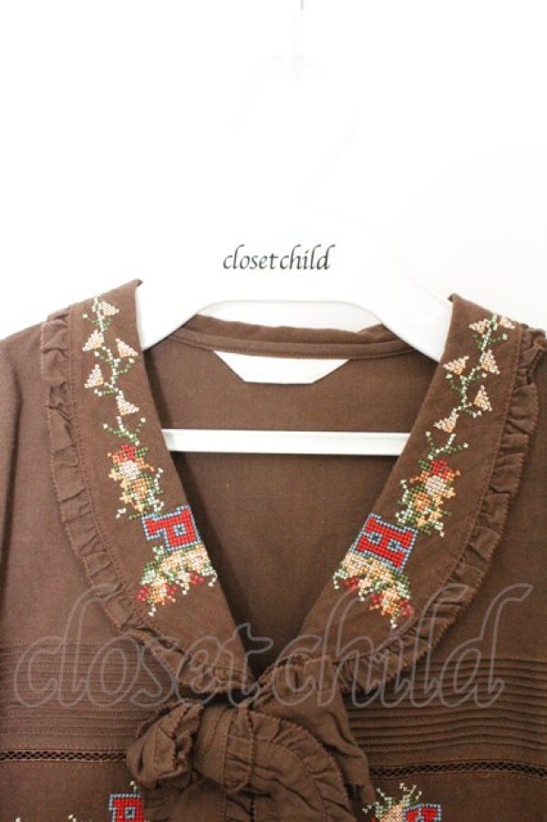 画像3: PINK HOUSE / スウェーデン刺繍使いブラウス  ブラウン O-26-04-01-056-LO-BL-OW-OS (3)