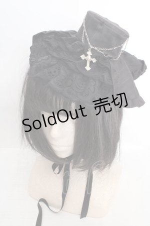 画像: MARBLE / チェーンデコレーション十字架付き小帽子  チャコールグレー O-26-04-01-015-GO-AC-IG-OS