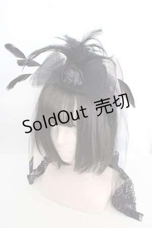 画像: MARBLE / ベール付きエレガンスゴシックミニハット  ブラック O-26-04-01-016-GO-AC-IG-OS