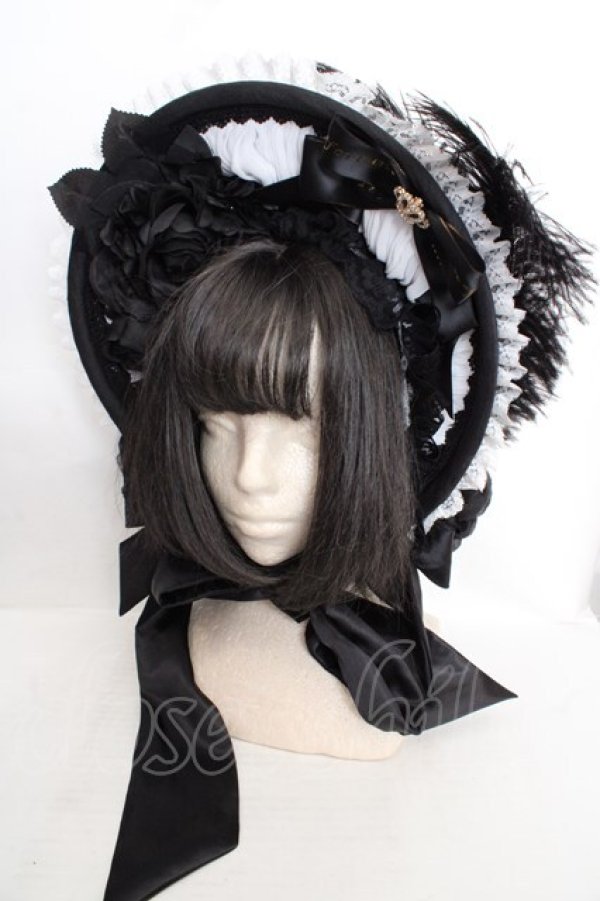 画像1: Triple fortune / ドールボンネット  ブラック O-26-04-01-017-EL-AC-IG-OS (1)