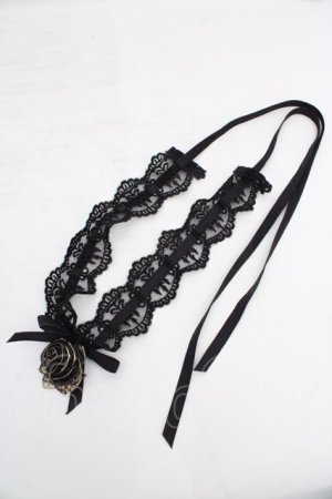 画像: Moi-meme-Moitie / ローズロゴチャームレースチョーカー  ブラック O-26-04-01-022-MO-AC-IG-OS