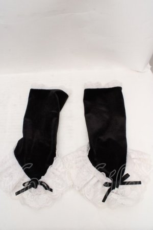 画像: MARBLE / アクセサリー付きボリュームフリルグローブ  ブラック×ホワイト O-26-04-01-023-GO-ZA-IG-OS