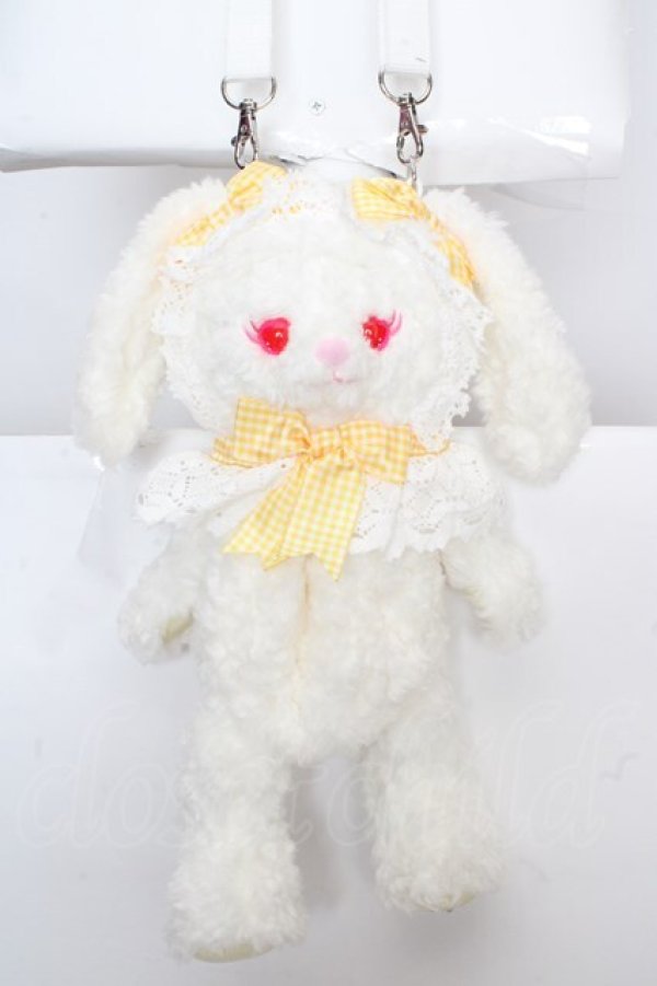 画像1: BABY,THE STARS SHINE BRIGHT / うさくみゃちゃんポシェット  オフシロ本体×イエローギンガムリボン O-26-04-01-031-BA-BG-IG-OS (1)