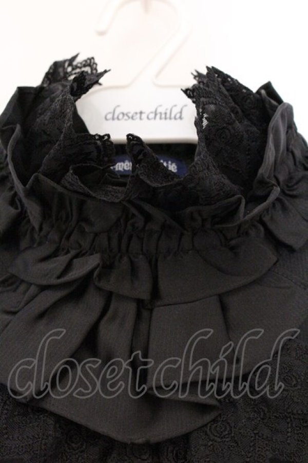 画像2: Moi-meme-Moitie / 薔薇レースストライプジャボ付きブラウス (9号) 9号 ブラック O-26-04-02-038-MO-BL-IG-OS (2)