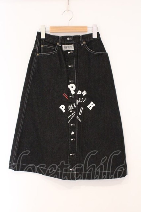 画像1: PINK HOUSE / ロゴPHプリントスカート  クロ O-26-04-02-004-LO-SK-OW-OS (1)