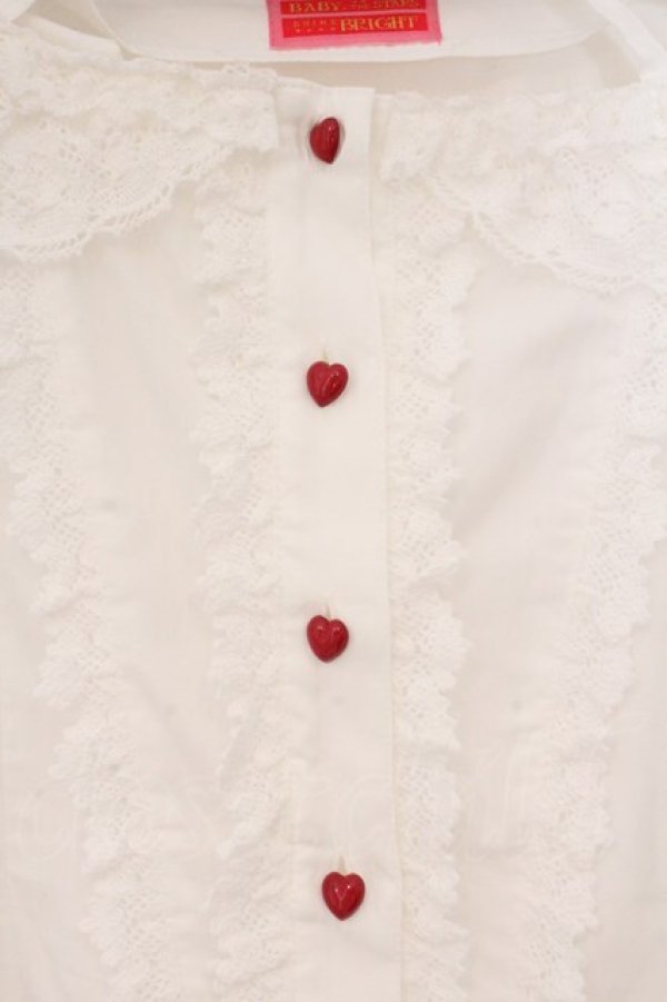 画像2: BABY,THE STARS SHINE BRIGHT / Cutie Whipped cream parfaitブラウス  シロ×えんじ O-26-04-02-041-BA-BL-IG-OS (2)