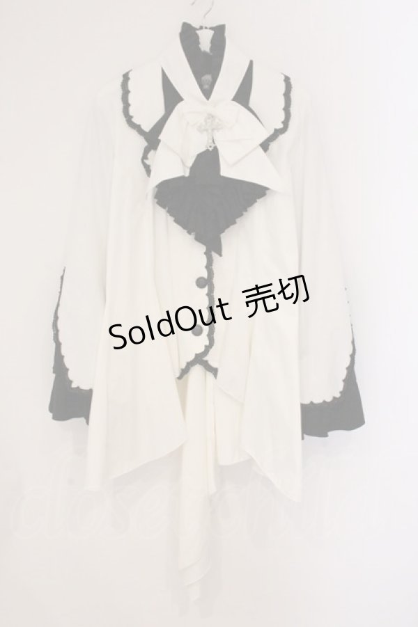 画像1: MARBLE / ボリュームタイ付きブラウス付き風ジャケット  ホワイト×ブラック O-26-04-02-042-GO-JA-IG-OS (1)