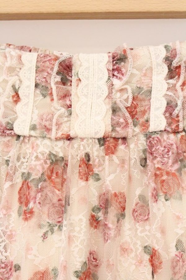 画像2: axes femme / 小花×レースパッチワークスカート F クリーム O-26-04-02-053-AX-SK-OW-OS (2)