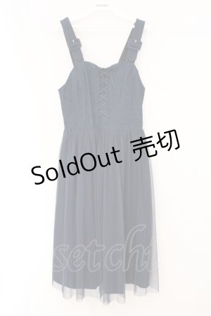 画像: F i.n.t / フロントレースアップチュールドッキングジャンパースカート  インディゴ O-26-04-02-007-CA-OP-IG-OS