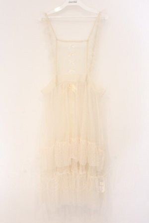 画像: m petit by misako / ドットチュールエプロン M アイボリー O-26-04-02-064-LO-OP-IG-OS