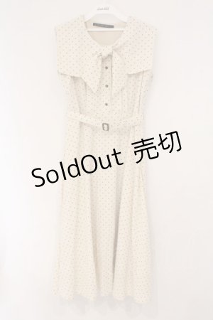 画像: an another angelus / スクエアカラーボウタイドットワンピース  アイボリー×ブラウン O-26-04-02-008-CA-OP-IG-OS