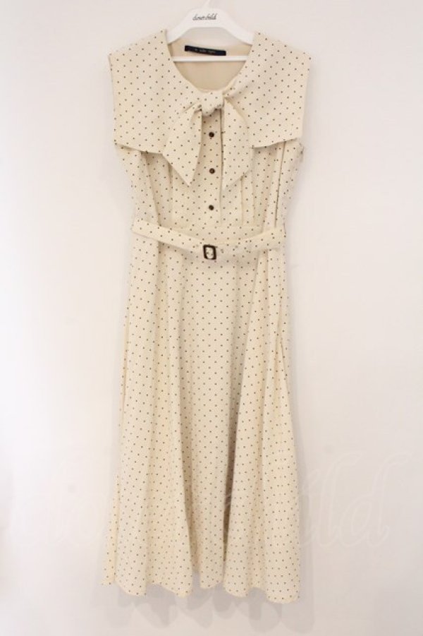 画像1: an another angelus / スクエアカラーボウタイドットワンピース  アイボリー×ブラウン O-26-04-02-008-CA-OP-IG-OS (1)