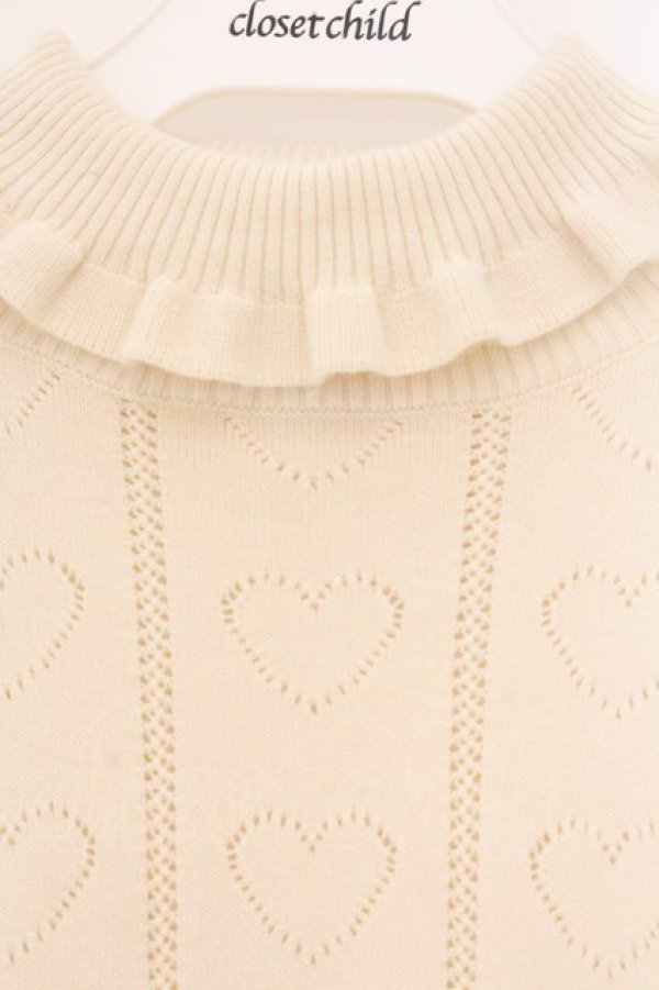 画像2: PINK HOUSE / ハート透かし柄タートルニット  アイボリー O-26-04-02-068-LO-TO-OW-OS (2)