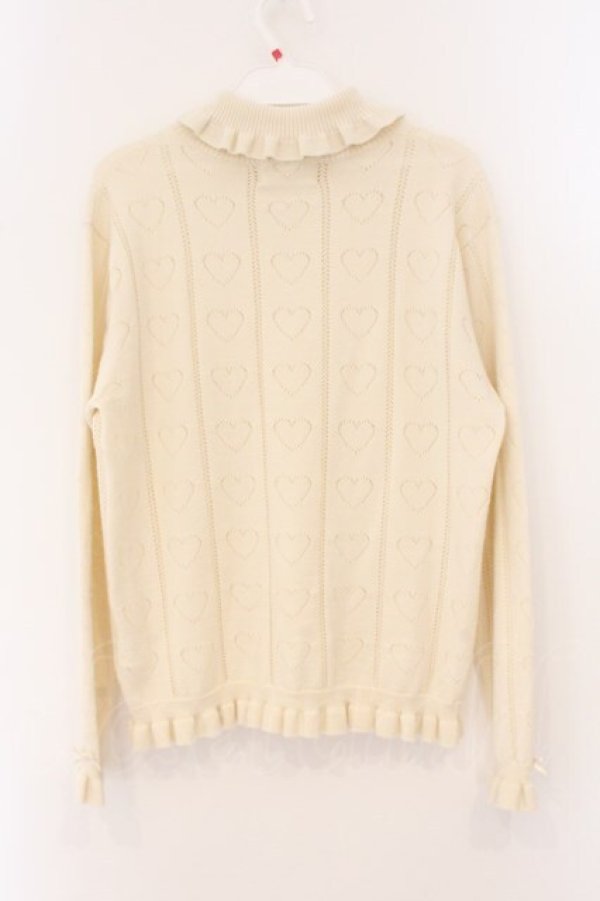 画像4: PINK HOUSE / ハート透かし柄タートルニット  アイボリー O-26-04-02-068-LO-TO-OW-OS (4)