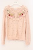 画像1: PINK HOUSE / テディ＆ローズモチーフヨークニットカーディガン  ピンク O-26-04-02-069-LO-TO-OW-OS (1)
