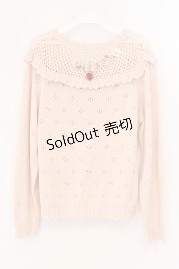 画像5: PINK HOUSE / テディ＆ローズモチーフヨークニットカーディガン  ピンク O-26-04-02-069-LO-TO-OW-OS (5)