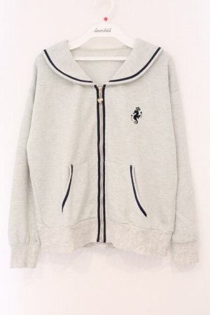 画像: Secret Honey / セーラーZIPパーカー 2 グレー O-26-04-02-072-CA-TO-OW-OS