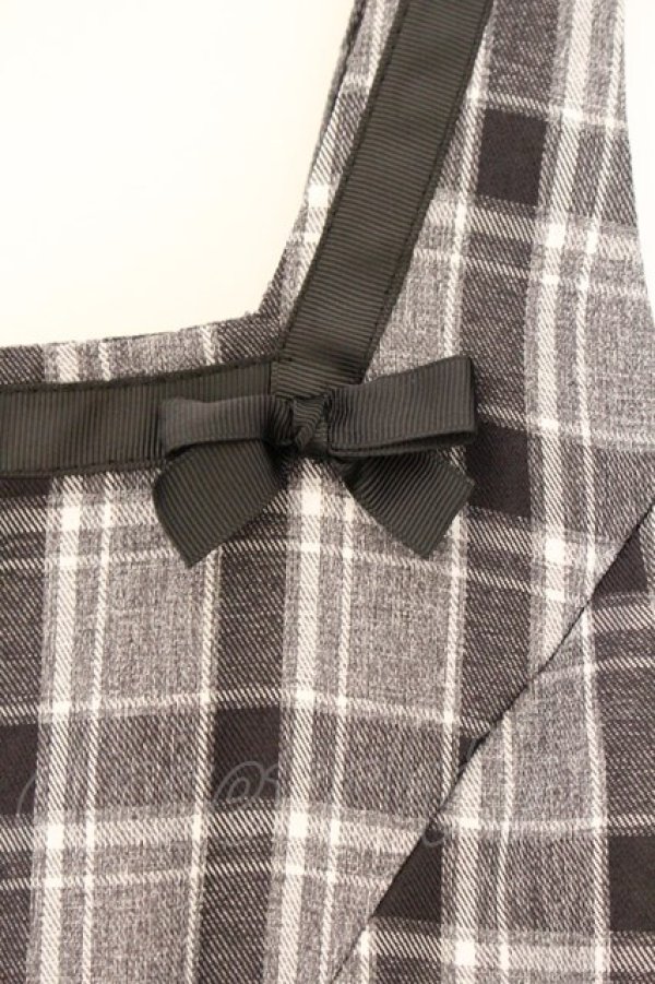 画像2: m petit by misako / リボンチェックジャンパースカート M クロ O-26-04-02-074-LO-OP-OW-OS (2)