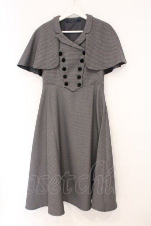 画像: an another angelus / ケープ付きダブル釦ジャンパースカート  クロ×グレー O-26-04-02-009-CA-OP-IG-OS