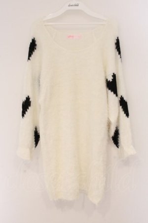 画像: Swankiss / ハート配色シャギーニット F シロ O-26-04-02-077-CA-TO-OW-OS