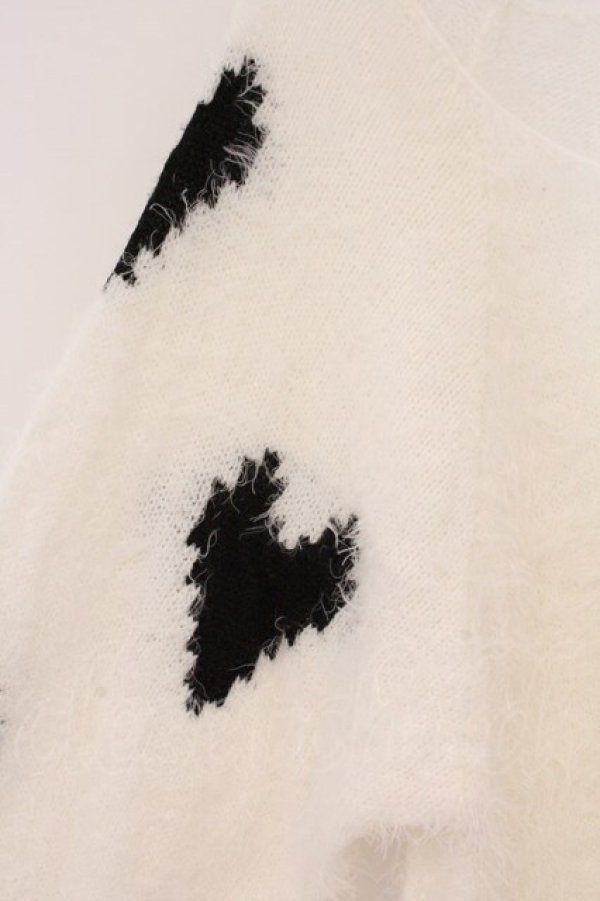 画像2: Swankiss / ハート配色シャギーニット F シロ O-26-04-02-077-CA-TO-OW-OS (2)