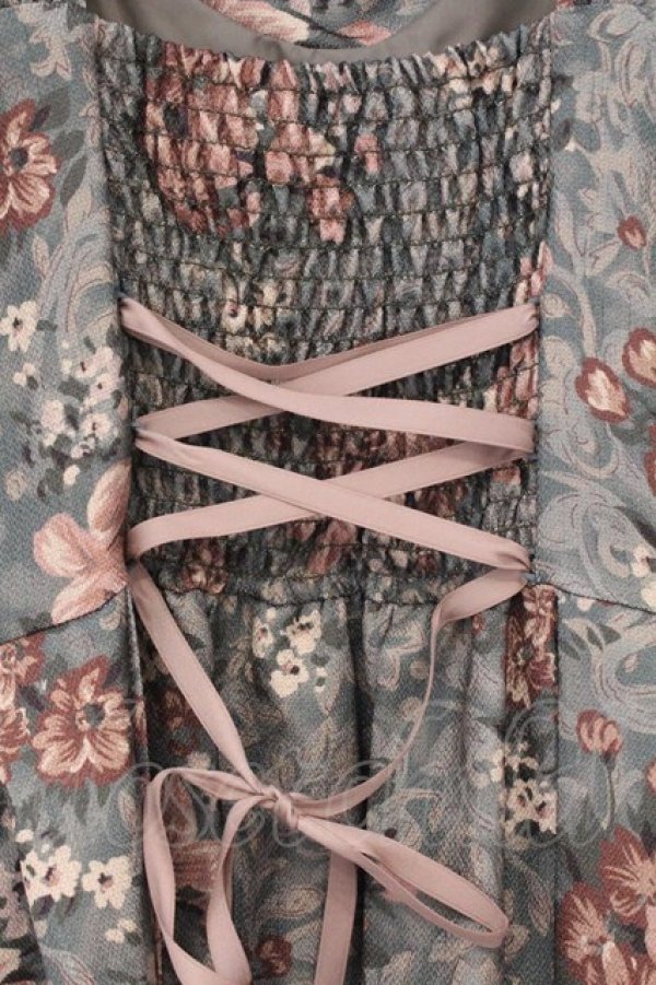 画像4: an another angelus / カーテンフラワー柄ジャンパースカート  グリーン O-26-04-02-011-CA-OP-IG-OS (4)